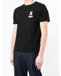 schwarzes bedrucktes T-Shirt mit einem Rundhalsausschnitt von Moschino