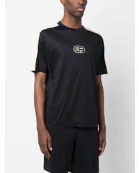 schwarzes bedrucktes T-Shirt mit einem Rundhalsausschnitt von Emporio Armani