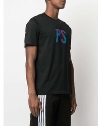 schwarzes bedrucktes T-Shirt mit einem Rundhalsausschnitt von PS Paul Smith