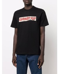 schwarzes bedrucktes T-Shirt mit einem Rundhalsausschnitt von Carhartt WIP