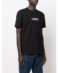 schwarzes bedrucktes T-Shirt mit einem Rundhalsausschnitt von Carhartt WIP