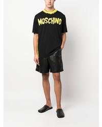 schwarzes bedrucktes T-Shirt mit einem Rundhalsausschnitt von Moschino