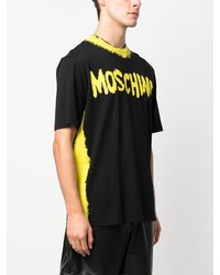 schwarzes bedrucktes T-Shirt mit einem Rundhalsausschnitt von Moschino