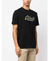 schwarzes bedrucktes T-Shirt mit einem Rundhalsausschnitt von Carhartt WIP