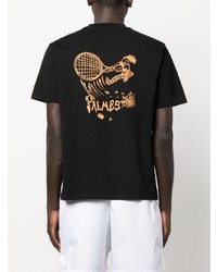 schwarzes bedrucktes T-Shirt mit einem Rundhalsausschnitt von Palmes