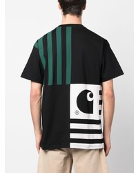 schwarzes bedrucktes T-Shirt mit einem Rundhalsausschnitt von Carhartt WIP