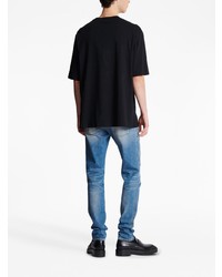 schwarzes bedrucktes T-Shirt mit einem Rundhalsausschnitt von Balmain