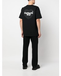 schwarzes bedrucktes T-Shirt mit einem Rundhalsausschnitt von Carhartt WIP