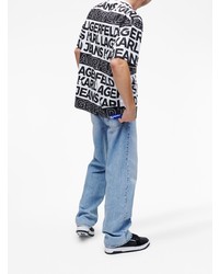 schwarzes bedrucktes T-Shirt mit einem Rundhalsausschnitt von KARL LAGERFELD JEANS