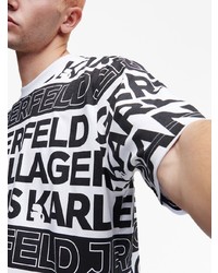 schwarzes bedrucktes T-Shirt mit einem Rundhalsausschnitt von KARL LAGERFELD JEANS