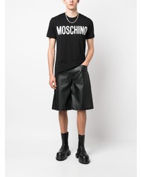 schwarzes bedrucktes T-Shirt mit einem Rundhalsausschnitt von Moschino