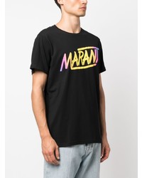 schwarzes bedrucktes T-Shirt mit einem Rundhalsausschnitt von MARANT