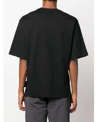 schwarzes bedrucktes T-Shirt mit einem Rundhalsausschnitt von MSGM