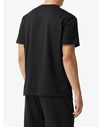 schwarzes bedrucktes T-Shirt mit einem Rundhalsausschnitt von Burberry