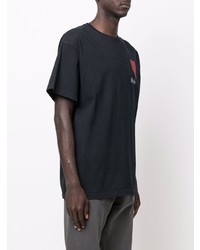 schwarzes bedrucktes T-Shirt mit einem Rundhalsausschnitt von Rhude