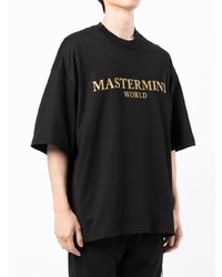 schwarzes bedrucktes T-Shirt mit einem Rundhalsausschnitt von Mastermind World