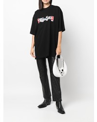 schwarzes bedrucktes T-Shirt mit einem Rundhalsausschnitt von Vetements