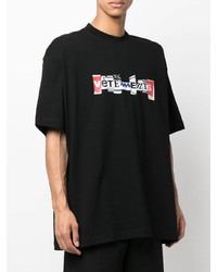 schwarzes bedrucktes T-Shirt mit einem Rundhalsausschnitt von Vetements