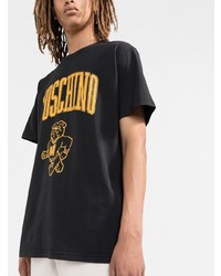 schwarzes bedrucktes T-Shirt mit einem Rundhalsausschnitt von Moschino