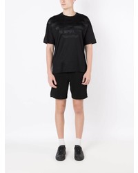 schwarzes bedrucktes T-Shirt mit einem Rundhalsausschnitt von Emporio Armani