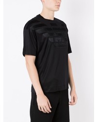 schwarzes bedrucktes T-Shirt mit einem Rundhalsausschnitt von Emporio Armani