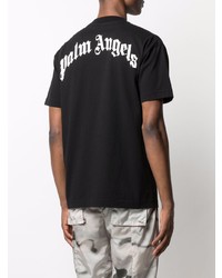 schwarzes bedrucktes T-Shirt mit einem Rundhalsausschnitt von Palm Angels