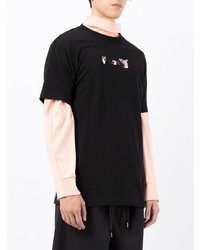 schwarzes bedrucktes T-Shirt mit einem Rundhalsausschnitt von Off-White