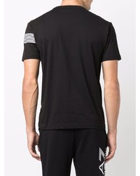 schwarzes bedrucktes T-Shirt mit einem Rundhalsausschnitt von Ea7 Emporio Armani