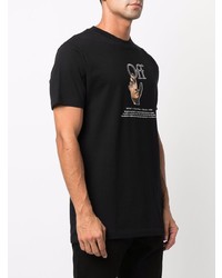 schwarzes bedrucktes T-Shirt mit einem Rundhalsausschnitt von Off-White