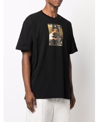 schwarzes bedrucktes T-Shirt mit einem Rundhalsausschnitt von Off-White