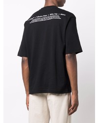 schwarzes bedrucktes T-Shirt mit einem Rundhalsausschnitt von Off-White