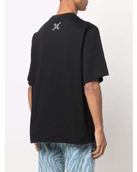 schwarzes bedrucktes T-Shirt mit einem Rundhalsausschnitt von Kenzo