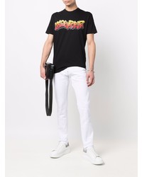 schwarzes bedrucktes T-Shirt mit einem Rundhalsausschnitt von DSQUARED2