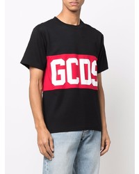 schwarzes bedrucktes T-Shirt mit einem Rundhalsausschnitt von Gcds