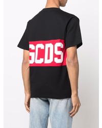 schwarzes bedrucktes T-Shirt mit einem Rundhalsausschnitt von Gcds