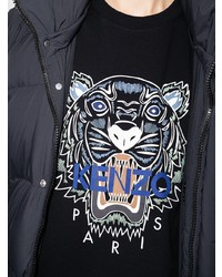 schwarzes bedrucktes T-Shirt mit einem Rundhalsausschnitt von Kenzo