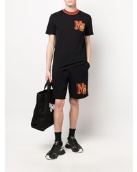 schwarzes bedrucktes T-Shirt mit einem Rundhalsausschnitt von Moschino