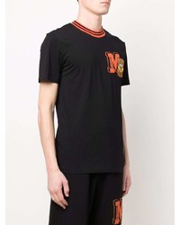 schwarzes bedrucktes T-Shirt mit einem Rundhalsausschnitt von Moschino