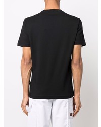 schwarzes bedrucktes T-Shirt mit einem Rundhalsausschnitt von Ea7 Emporio Armani