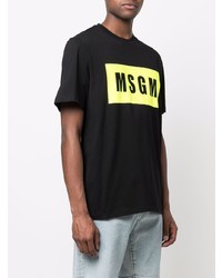 schwarzes bedrucktes T-Shirt mit einem Rundhalsausschnitt von MSGM