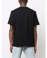 schwarzes bedrucktes T-Shirt mit einem Rundhalsausschnitt von MSGM