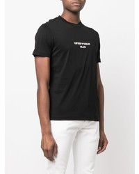 schwarzes bedrucktes T-Shirt mit einem Rundhalsausschnitt von Emporio Armani