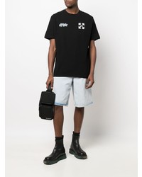 schwarzes bedrucktes T-Shirt mit einem Rundhalsausschnitt von Off-White