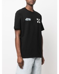 schwarzes bedrucktes T-Shirt mit einem Rundhalsausschnitt von Off-White