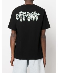 schwarzes bedrucktes T-Shirt mit einem Rundhalsausschnitt von Off-White