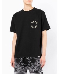 schwarzes bedrucktes T-Shirt mit einem Rundhalsausschnitt von BAPE BLACK *A BATHING APE®