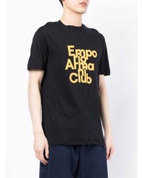 schwarzes bedrucktes T-Shirt mit einem Rundhalsausschnitt von Emporio Armani