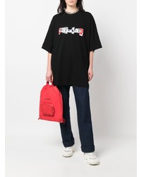 schwarzes bedrucktes T-Shirt mit einem Rundhalsausschnitt von Vetements