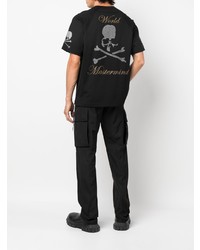 schwarzes bedrucktes T-Shirt mit einem Rundhalsausschnitt von Mastermind World