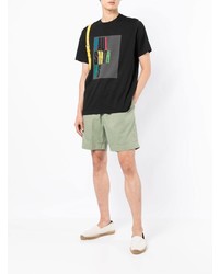 schwarzes bedrucktes T-Shirt mit einem Rundhalsausschnitt von PS Paul Smith